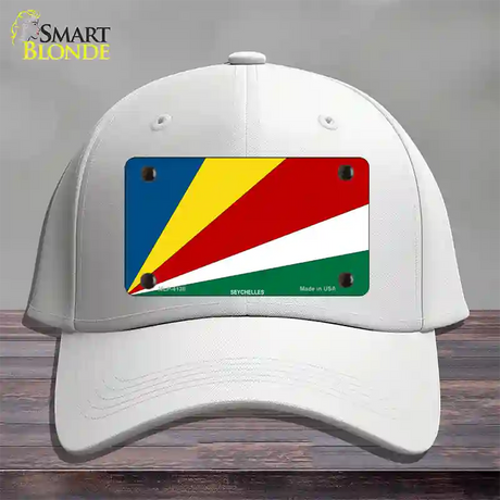 Seychelles Flag Novelty License Plate Hat Cotton / White