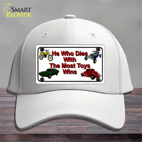 He With The Most Toys Wins Novelty License Plate Hat Cotton / White