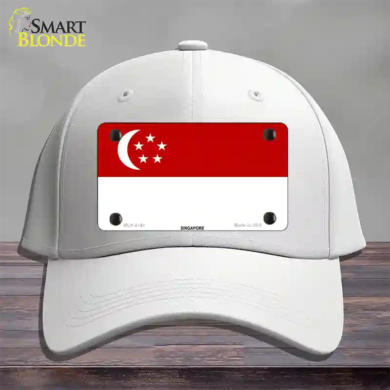 Singapore Flag Novelty License Plate Hat Cotton / White