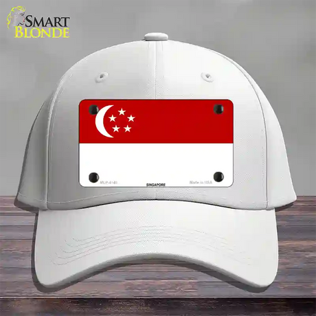 Singapore Flag Novelty License Plate Hat Cotton / White