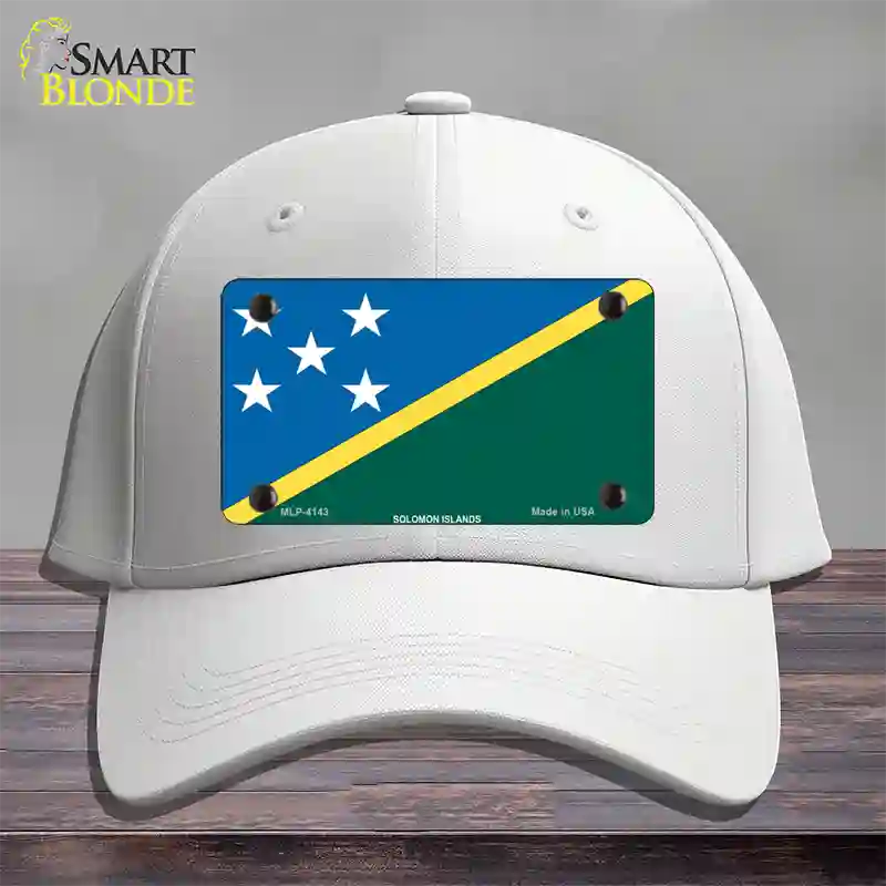 Solomon Islands Flag Novelty License Plate Hat Cotton / White