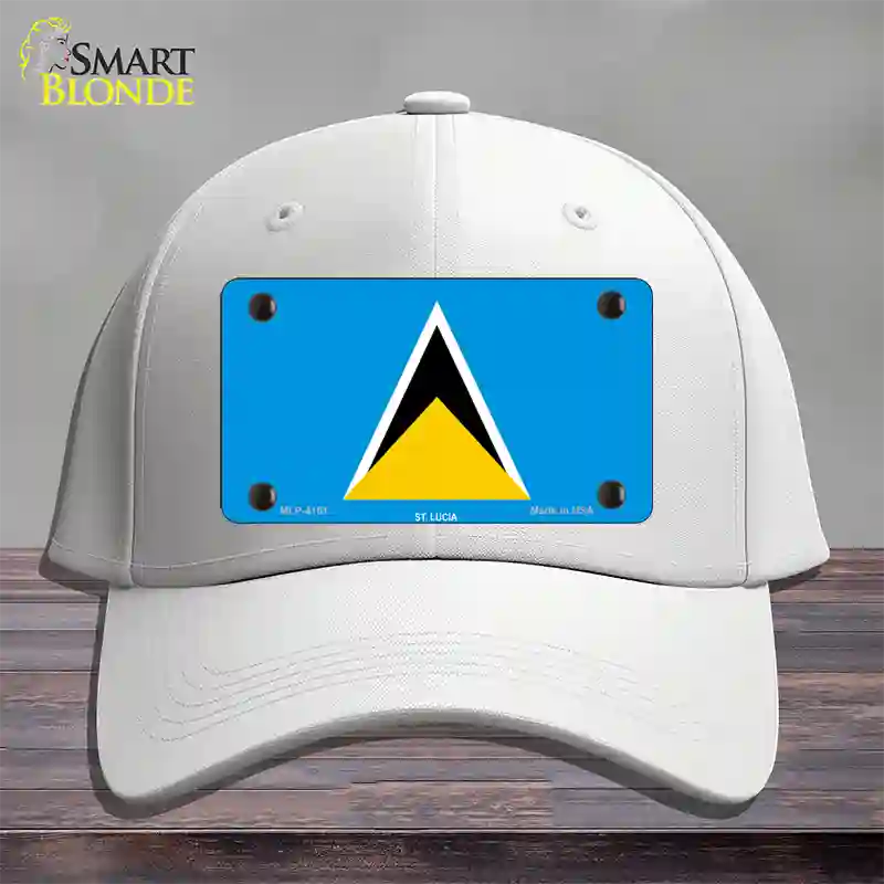 St Lucia Flag Novelty License Plate Hat Cotton / White