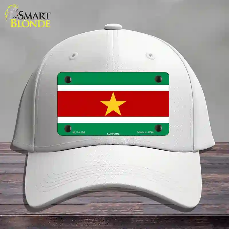 Suriname Flag Novelty License Plate Hat Cotton / White