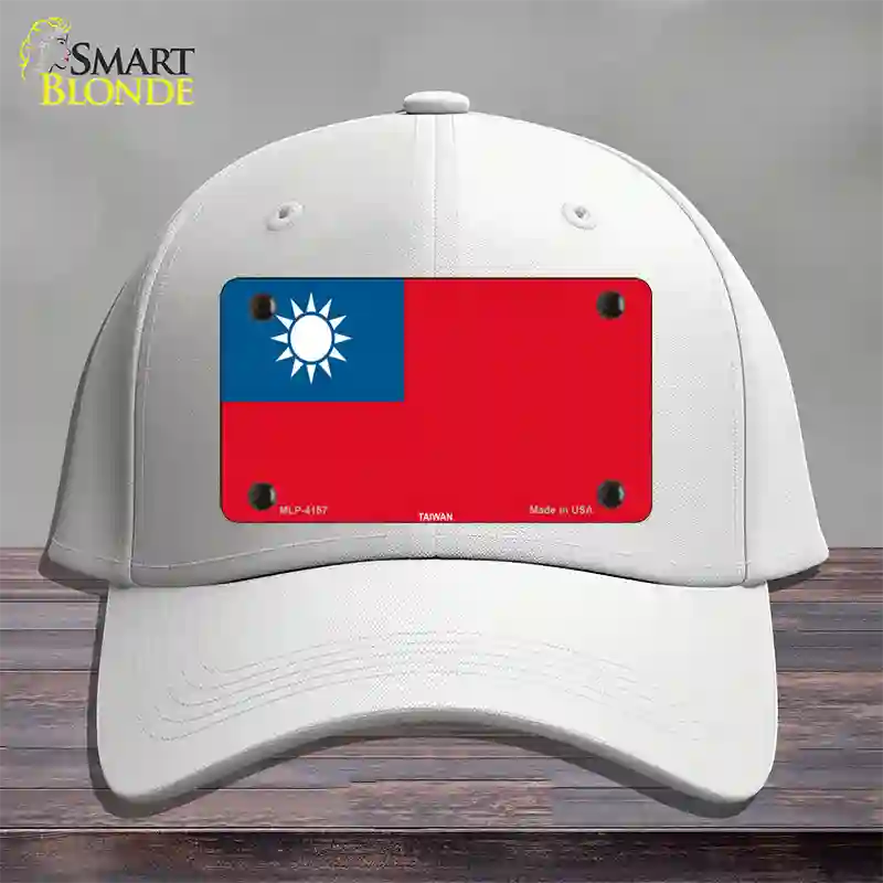 Taiwan Flag Novelty License Plate Hat Cotton / White