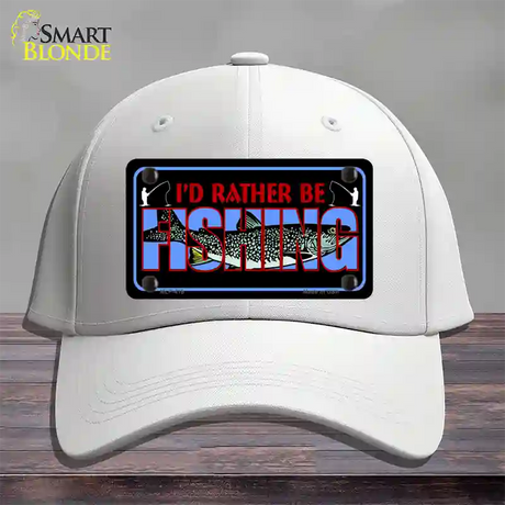 Rather Be Fishing Novelty License Plate Hat Cotton / White