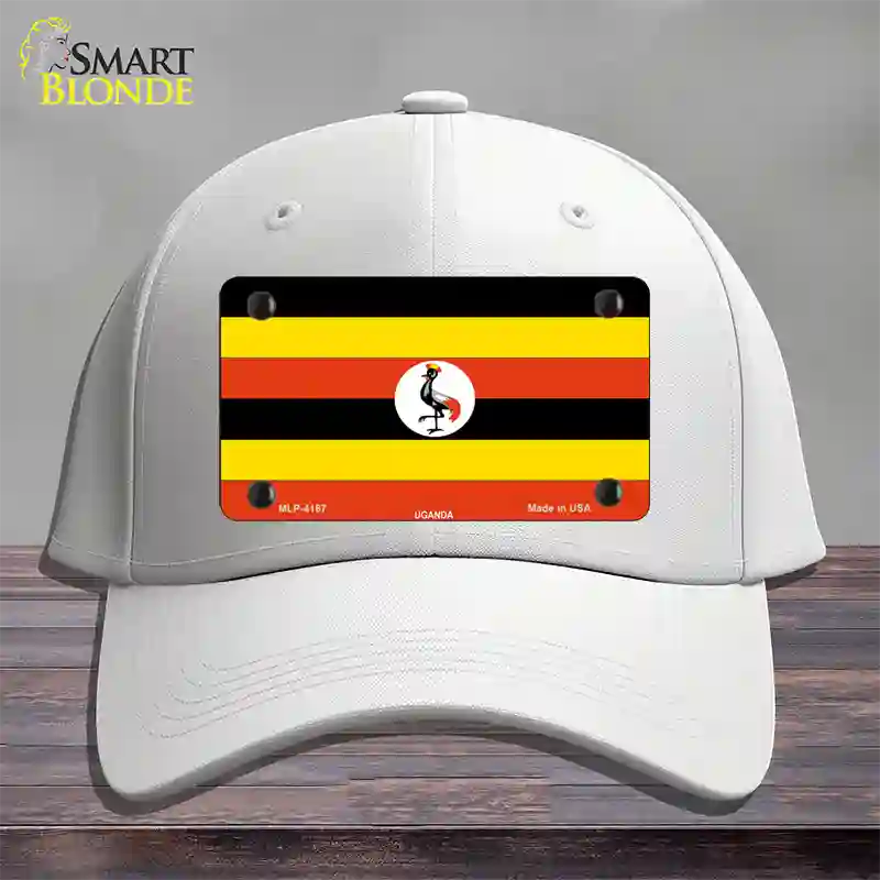 Uganda Flag Novelty License Plate Hat Cotton / White