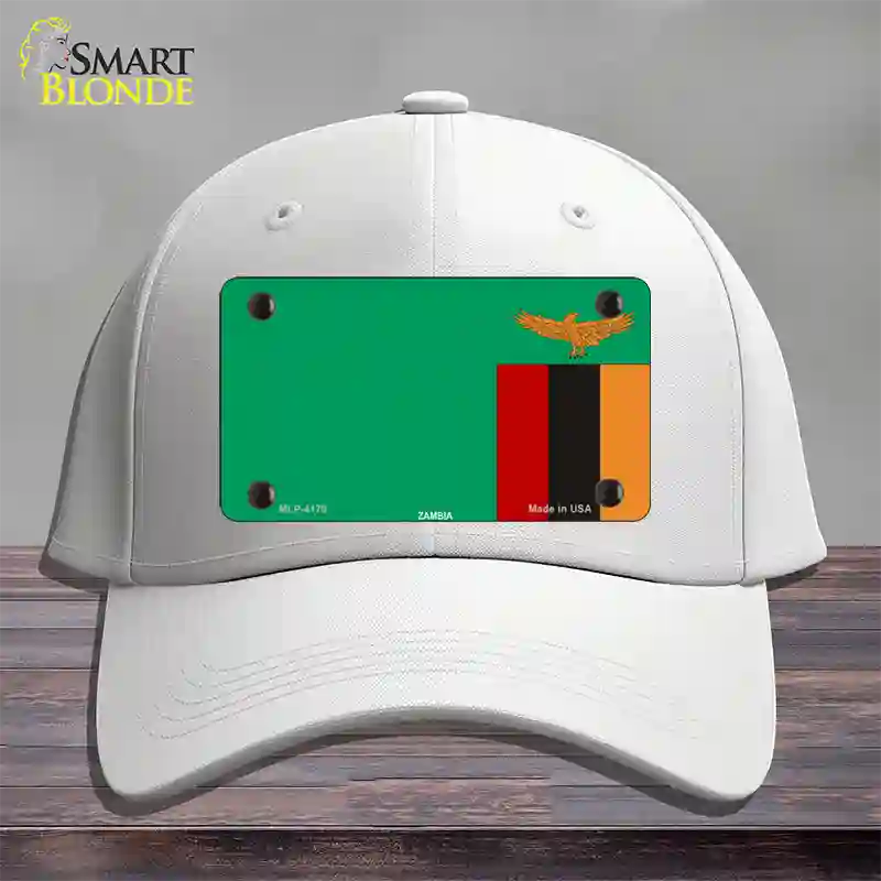 Zambia Flag Novelty License Plate Hat Cotton / White