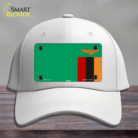 Zambia Flag Novelty License Plate Hat Cotton / White