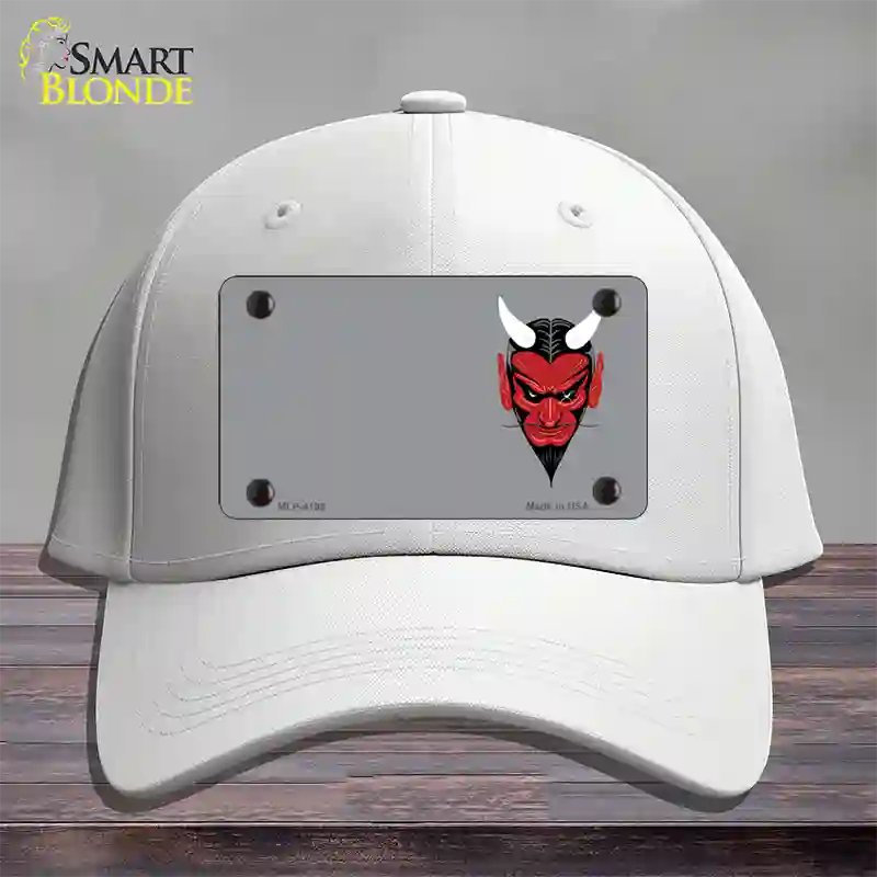 Devil Offset Novelty License Plate Hat Cotton / White