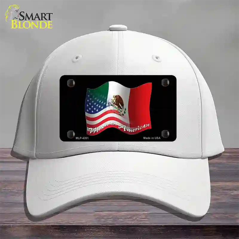 Mexican American Flag Novelty License Plate Hat Cotton / White