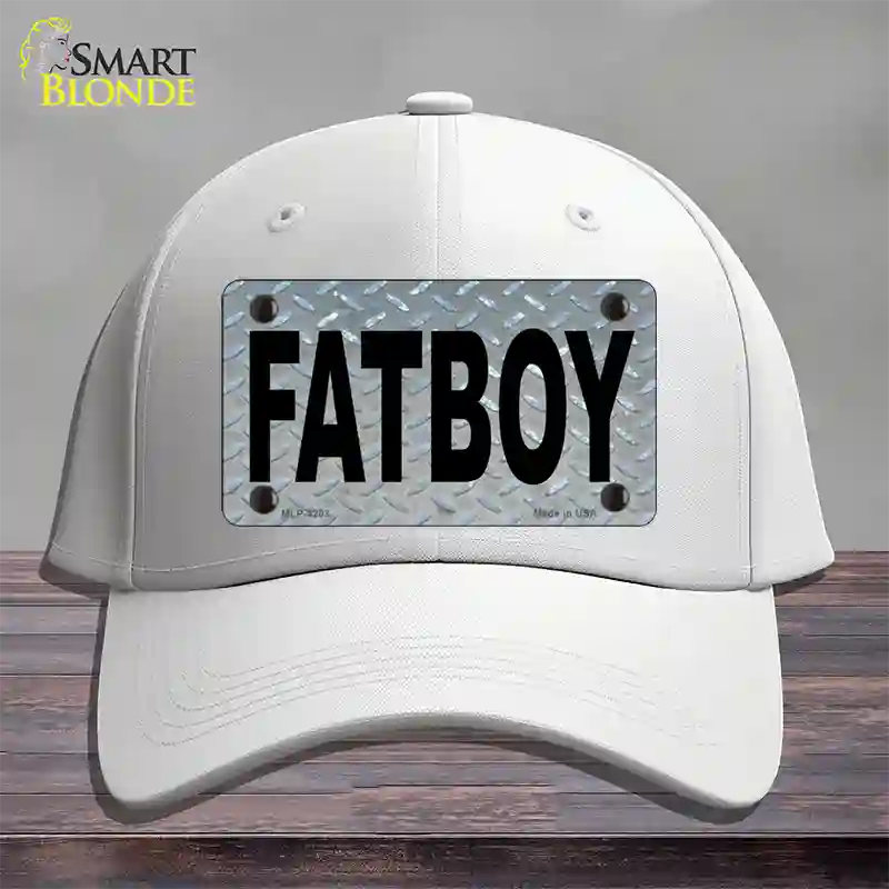 Fat Boy Diamond Novelty License Plate Hat Cotton / White