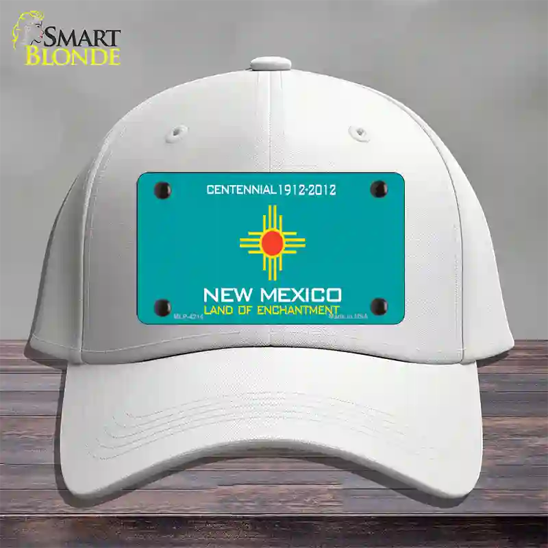 New Mexico Teal State Blank Novelty License Plate Hat Cotton / White