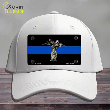 Thin Blue Line Police SWAT Novelty License Plate Hat Cotton / White