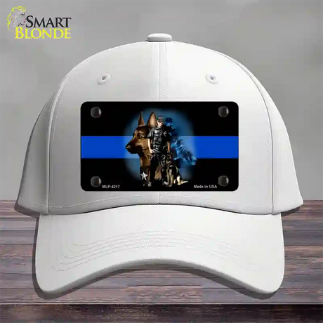 Thin Blue Line Police K-9 Novelty License Plate Hat Cotton / White