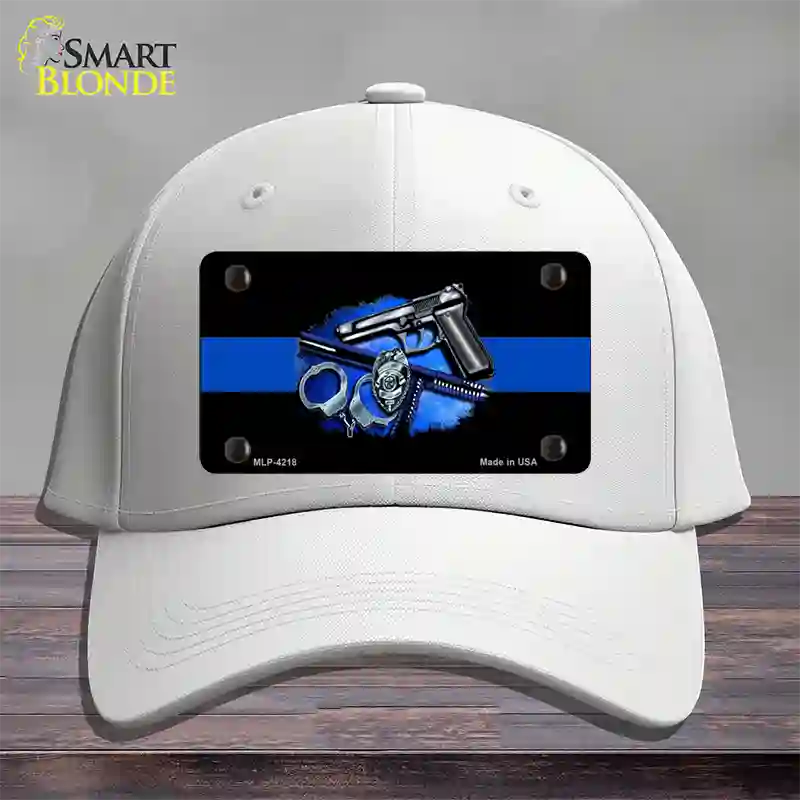 Thin Blue Line Badge Novelty License Plate Hat Cotton / White