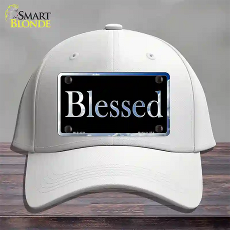 Blessed Blue Sky Cloud Novelty License Plate Hat Cotton / White