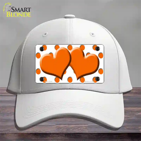 Orange White Polka Dot Orange Centered Hearts Novelty License Plate Hat Cotton / White