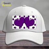 Purple White Polka Dot Purple Centered Hearts Novelty License Plate Hat Cotton / White