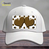 Brown White Polka Dot With Brown Centered Hearts Novelty License Plate Hat Cotton / White