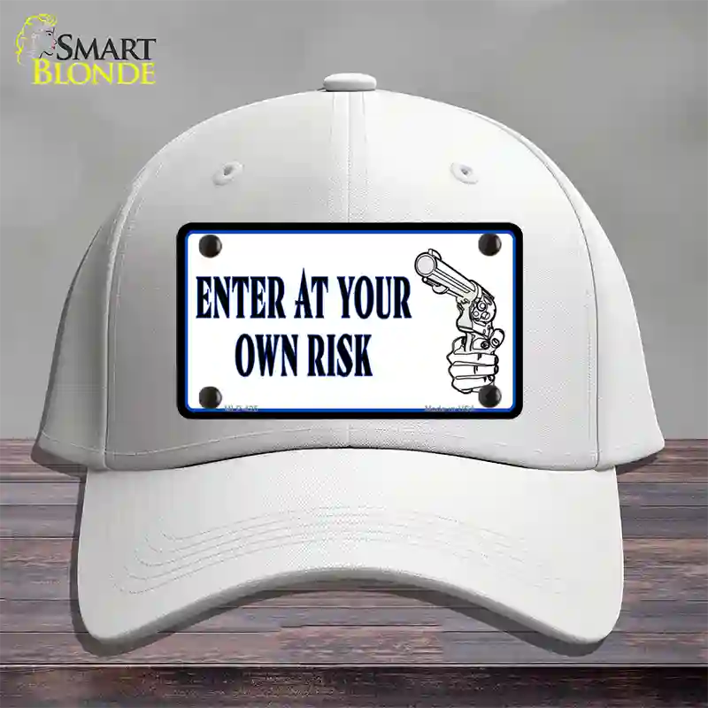 Enter At Own Risk Novelty License Plate Hat Cotton / White