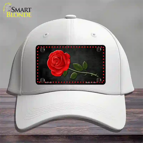 Rose Design Black Novelty License Plate Hat Cotton / White