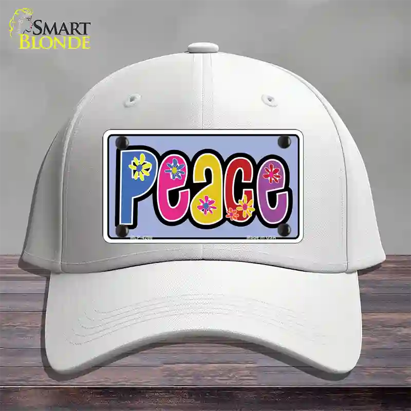 Peace And Flowers Novelty License Plate Hat Cotton / White