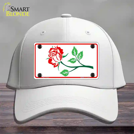 Rose Design White Novelty License Plate Hat Cotton / White