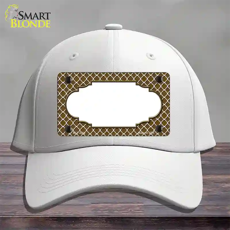 Brown White Quatrefoil Center Scallop Novelty License Plate Hat Cotton / White