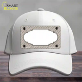 Tan White Quatrefoil Center Scallop Novelty License Plate Hat Cotton / White