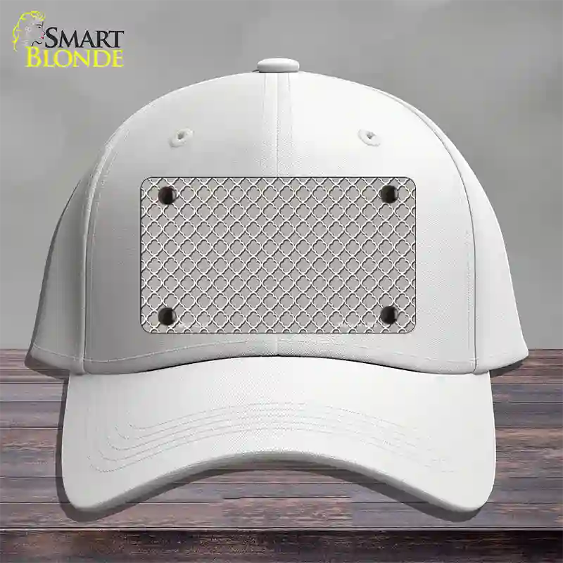 Grey White Quatrefoil Novelty License Plate Hat Cotton / White
