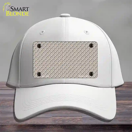 Tan White Quatrefoil Novelty License Plate Hat Cotton / White