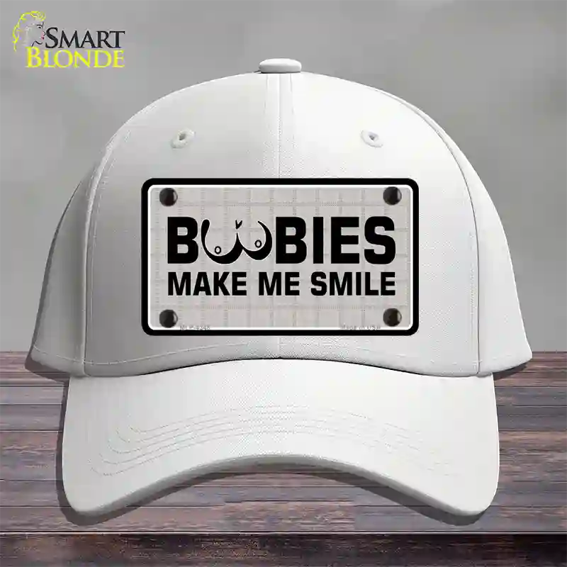 Boobies Make Me Smile Novelty License Plate Hat Cotton / White