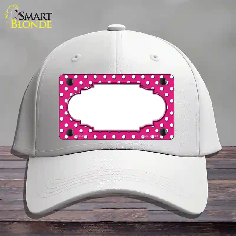 Scallop Pink White Polka Dot Novelty License Plate Hat Cotton / White