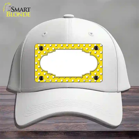 Scallop Yellow White Polka Dot Novelty License Plate Hat Cotton / White