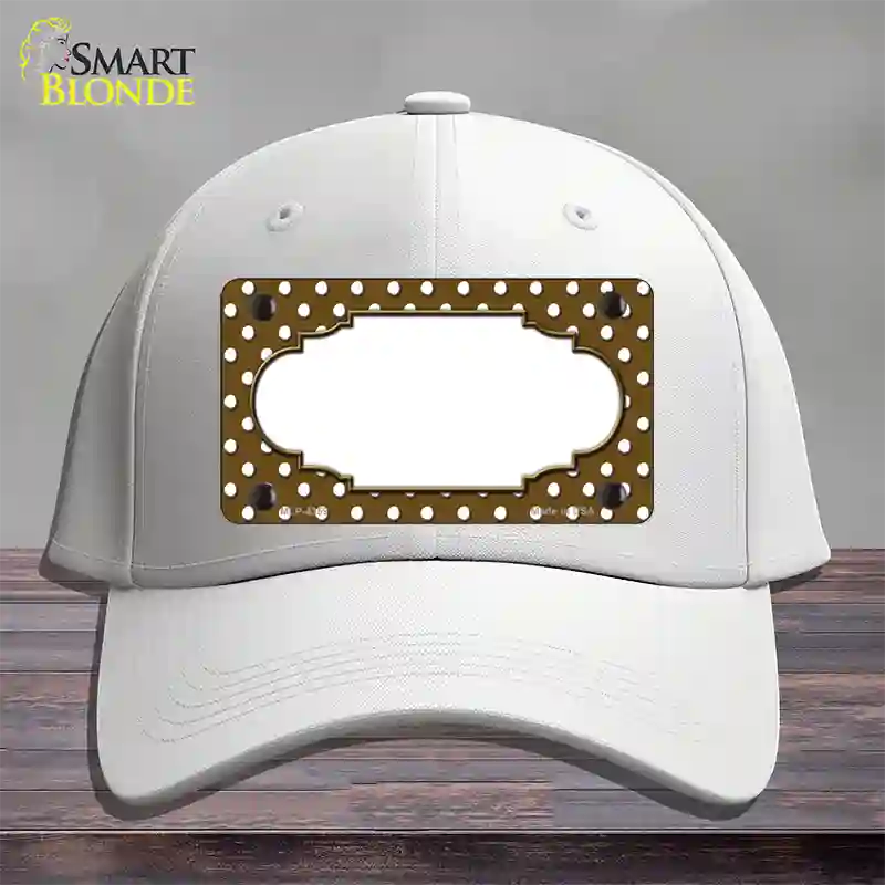 Scallop Brown White Polka Dot Novelty License Plate Hat Cotton / White