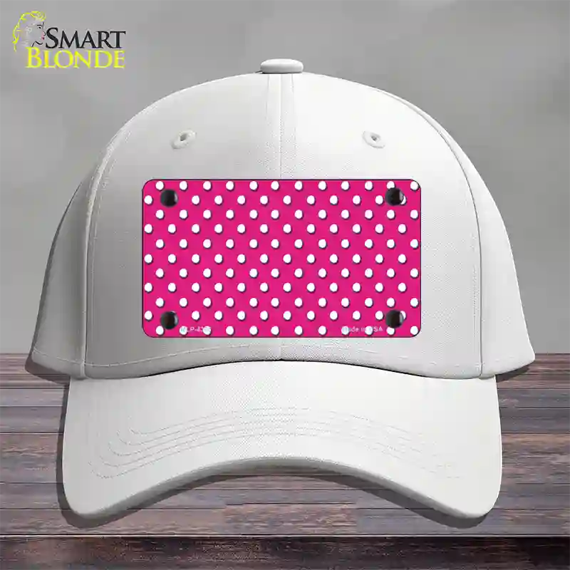 Pink Polka Dot Novelty License Plate Hat Cotton / White