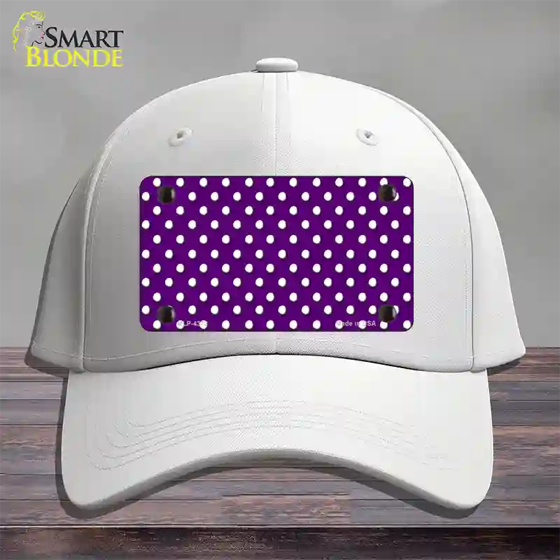 Purple Polka Dot Novelty License Plate Hat Cotton / White