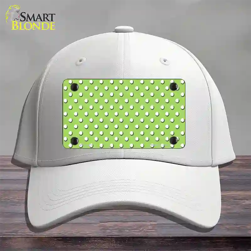 Lime Green Polka Dot Novelty License Plate Hat Cotton / White