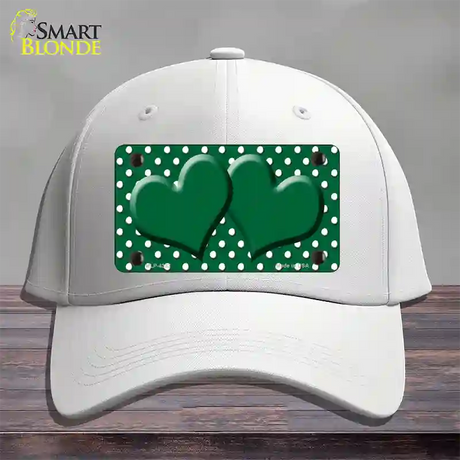 Green White Polka Dot Center Hearts Novelty License Plate Hat Cotton / White