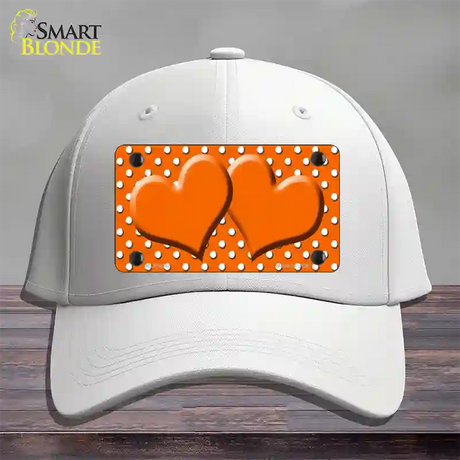 Orange White Polka Dot Center Hearts Novelty License Plate Hat Cotton / White