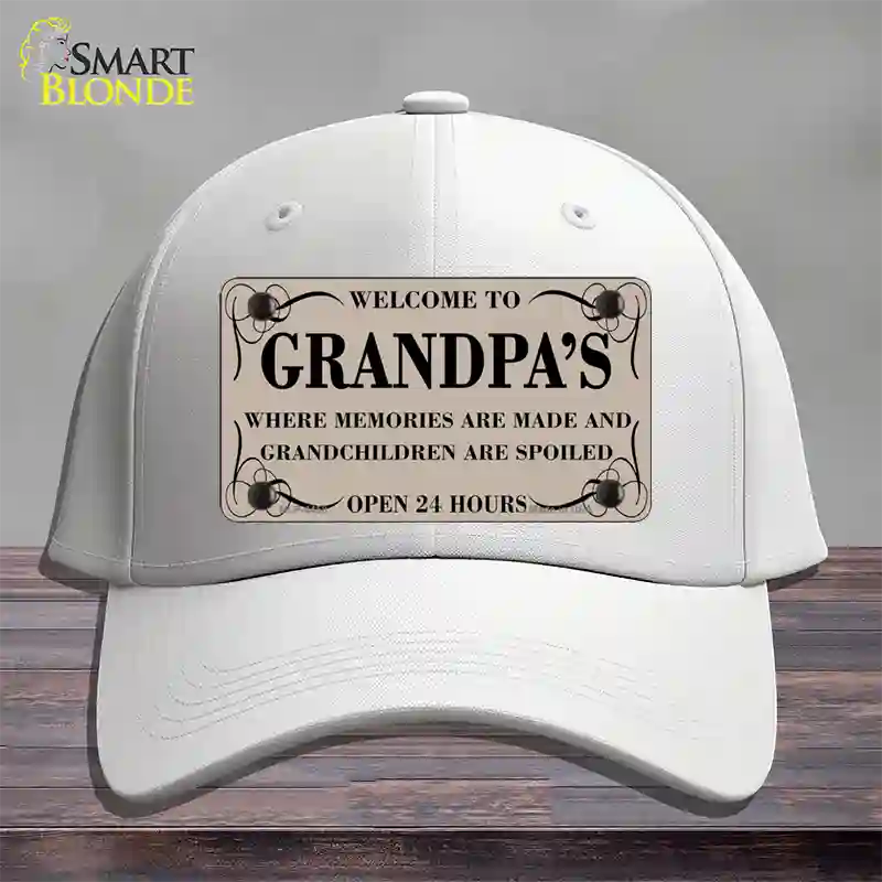 Welcome To Grandpas Novelty License Plate Hat Cotton / White