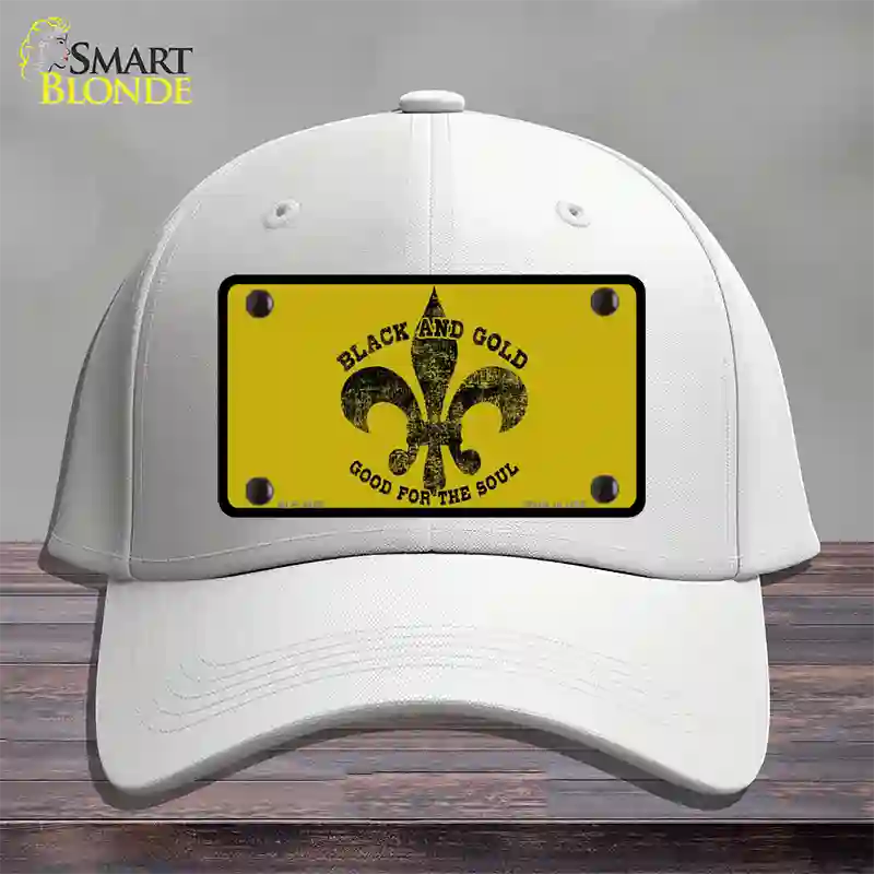 Saints Fleur De Lis Gold Novelty License Plate Hat Cotton / White