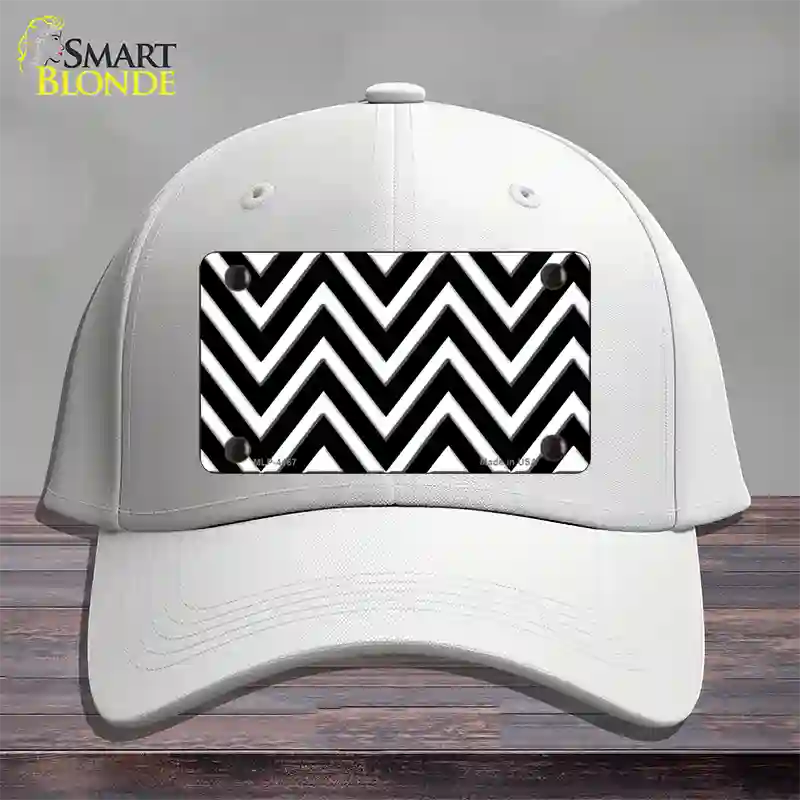 Black White Large Chevron Novelty License Plate Hat Cotton / White