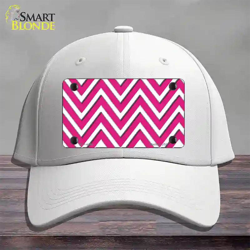 Pink White Large Chevron Novelty License Plate Hat Cotton / White