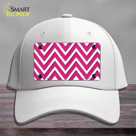 Pink White Large Chevron Novelty License Plate Hat Cotton / White