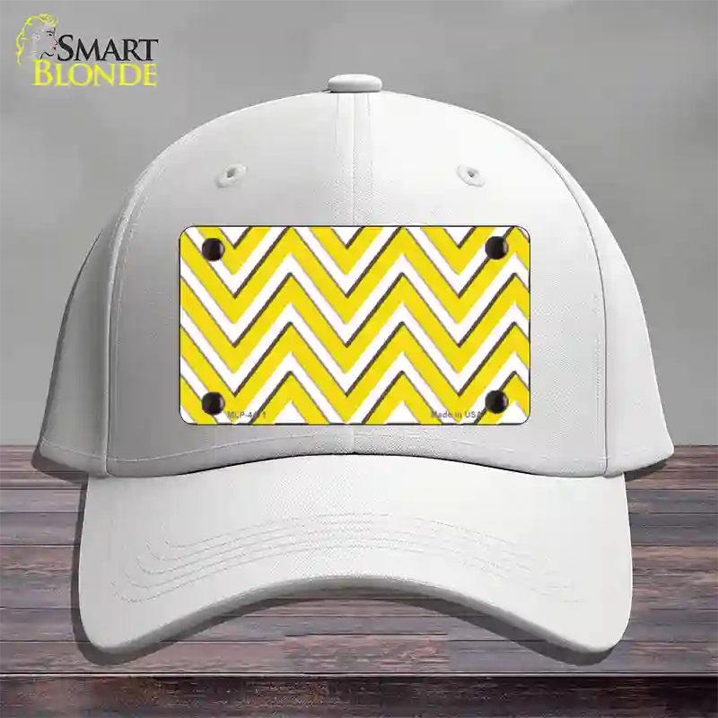 Yellow White Large Chevron Novelty License Plate Hat Cotton / White