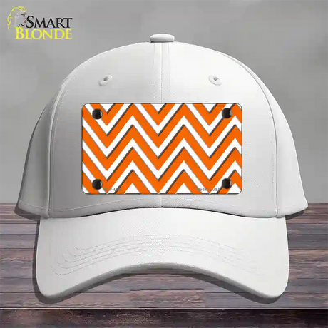 Orange White Large Chevron Novelty License Plate Hat Cotton / White