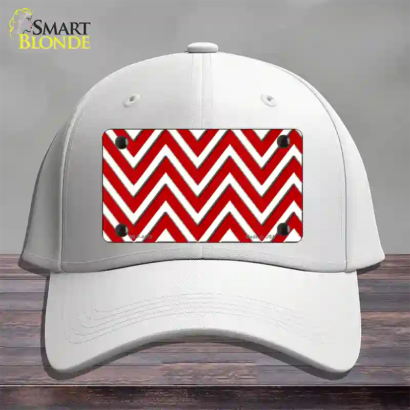 Red White Large Chevron Novelty License Plate Hat Cotton / White