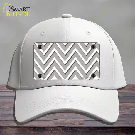 Grey White Large Chevron Novelty License Plate Hat Cotton / White