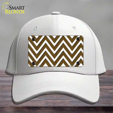 Brown White Large Chevron Novelty License Plate Hat Cotton / White